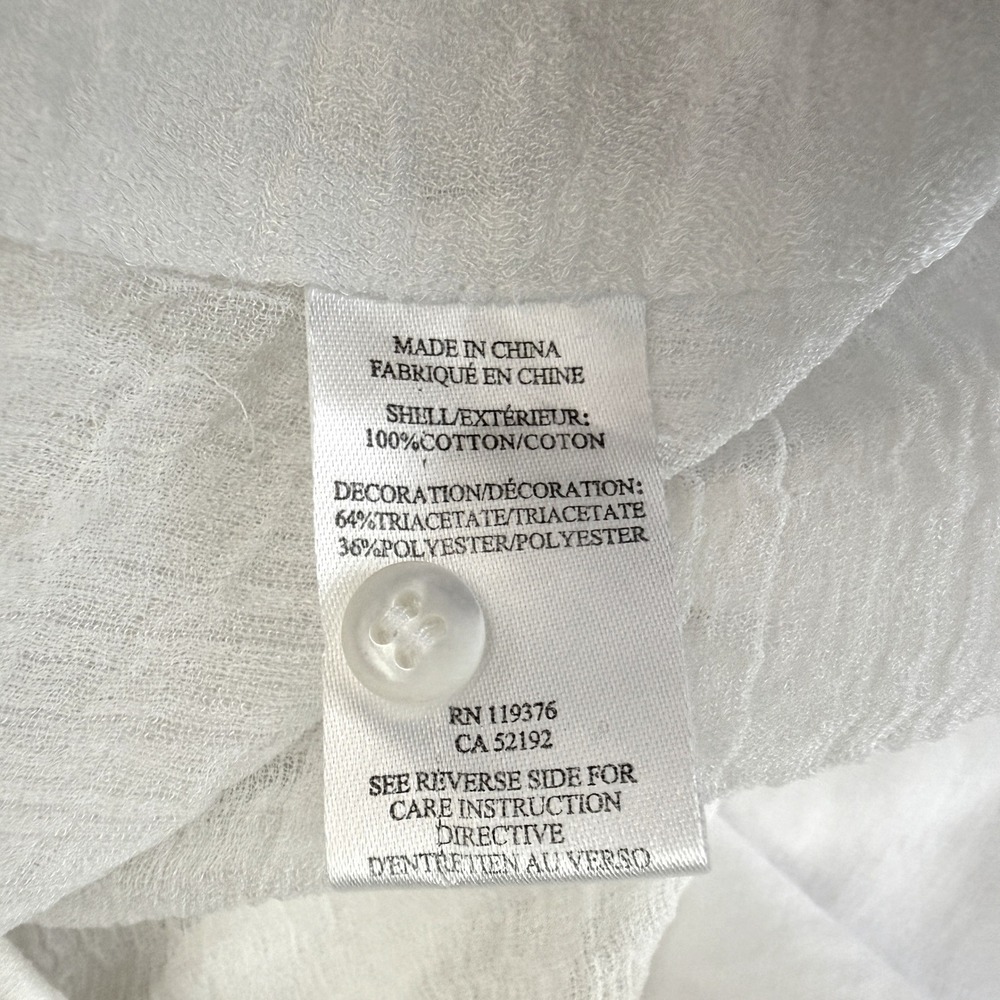 Helmut Lang Y2K Layered Button Down Shirt Womens TP White‎ Sheer Gauze Cotton - Picture 7 of 9